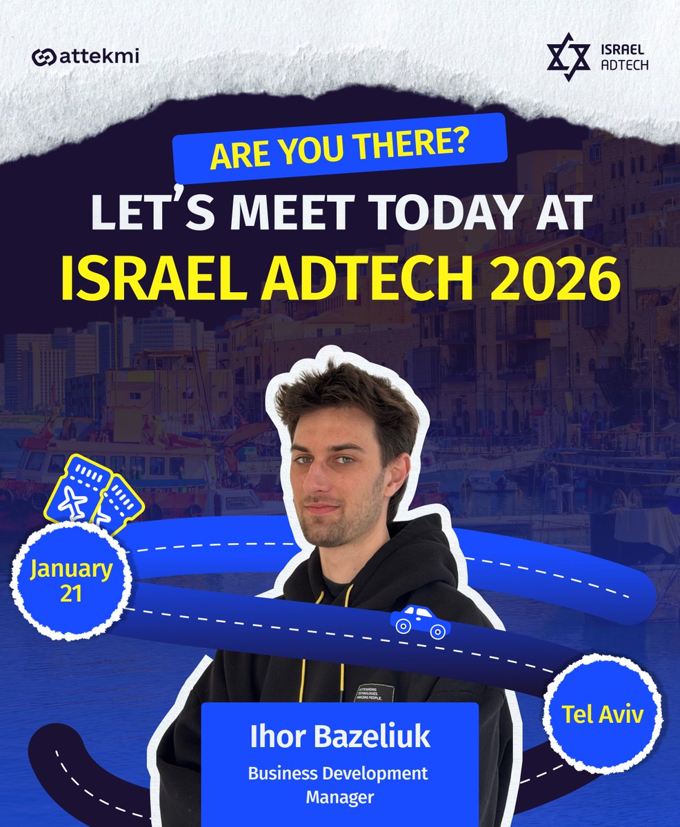 That’s it – #IsraelAdTech 2026 (by PluggedIn BD Events) is happening today!

<a href="/ihor_bazeliuk/">Ihor Bazeliuk</a>, our Business Development Manager, is already exploring the opportunities offered by the event. Make sure to meet him – even a short talk can be the start of something significant!