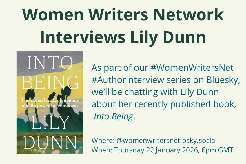 womenwritersnet's tweet photo. Come to our #AuthorInterview with @lilydunn.bsky.social on Bluesky Thursday 22 January at 6 pm GMT. #IntoBeing. You can ask your own questions or just follow #WomenWritersNet for insights into the healing power of memoir. @manchesterup.bsky.social. https://t.co/8beuAiQ5vB