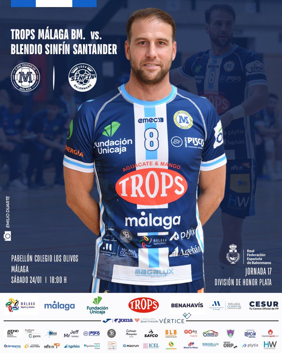 📣 Este sábado tenemos un partido importante en el pabellón del <a href="/colegioolivos/">Colegio Los Olivos</a> (18 h.). Afición, ¡necesitamos tu apoyo!
🤾🏻Disfruta de un partidazo ante el Sinfín Santander.
🗣️Ahora, más que nunca, hay que estar con el equipo.
Vamos, <a href="/fTROPS/">TROPS</a>!