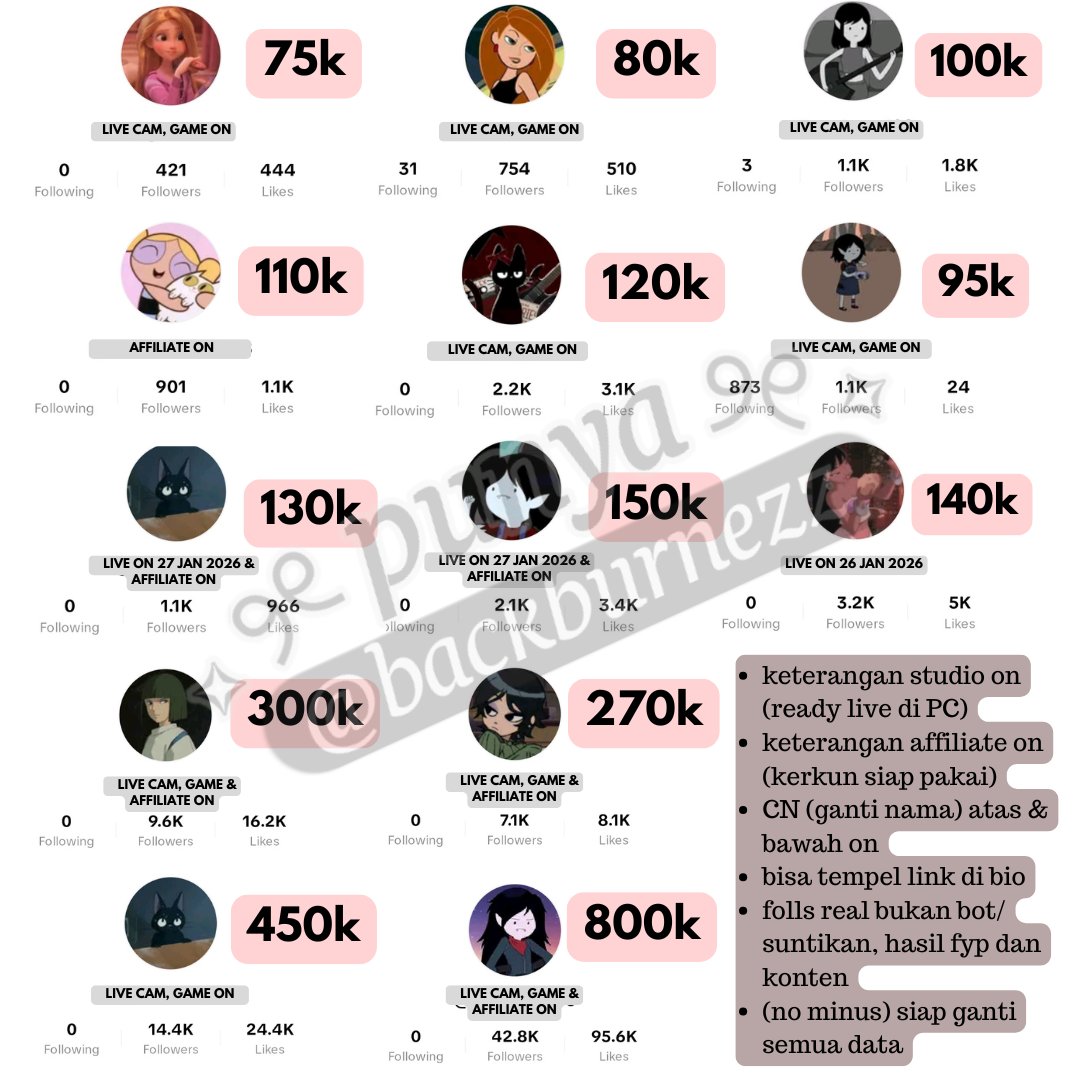 🍥*ೃ nez | 3000+ testi | Jual Akun Tiktok tweet media