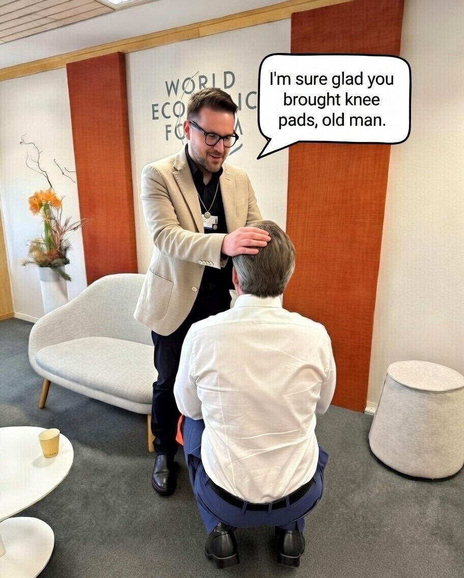 AIHoeslayer's tweet photo. @AlexanderSoros @GavinNewsom Good thing your boy brought knee pads 👇 https://t.co/WmoPQHsvbM