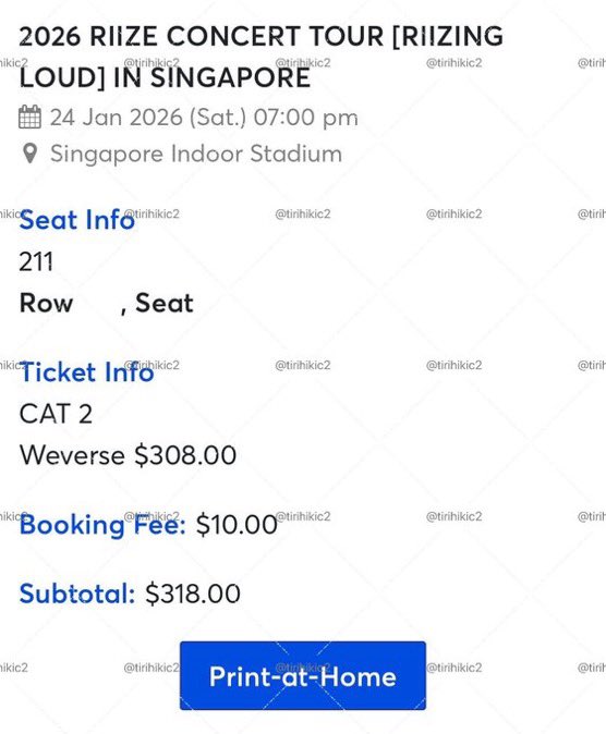 torihikic2's tweet photo. @0
2026 RIIZE CONCERT TOUR [ RIIZING LOUD ] IN SINGAPORE シンガポール チケット

【譲】211
 
【求】定価（¥38,760）

入金確認後にPDFにてチケット送付いたします。
ご希望の方いましたらDMまでお願いします✨ https://t.co/ZbeJWMF0jD