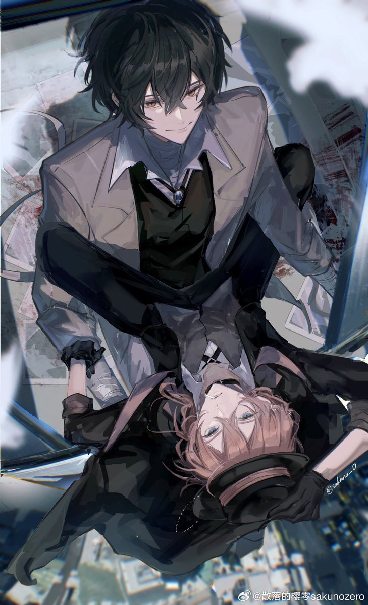 🎨 @散落的樱零sakunozero  
📚 “发现敌方干部，他们在……左爱？” ​​​
#太中 #DaChuu #skk #soukoku