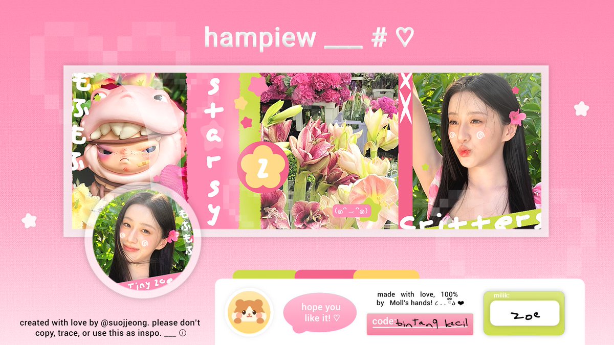 suojjeong's tweet image. TOLONG  REPOST?  Dankiess ! ꉂ(˵˃ ᗜ ˂˵)

H—hayiee teman timun! ayo kenalan &amp;amp; ospekin sama katalog baru Moll, namanya bintang kecil ⭐🤏🏻 kalau ada kesamaan dengan ba lain mohon dm moll baik-baik yaa timakacii &amp;gt;___&amp;lt; 🩷

#zonauang