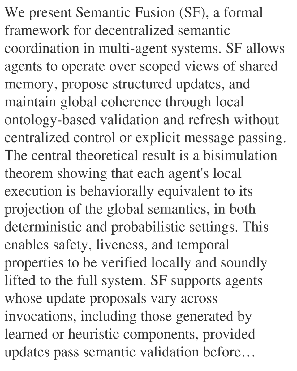 PIN's tweet image. Semantic Fusion: Verifiable Alignment in Decentralized Multi-Agent Systems

Sofiya Zaichyk
arxiv.org/abs/2601.12580 [𝚌𝚜.𝙼𝙰]