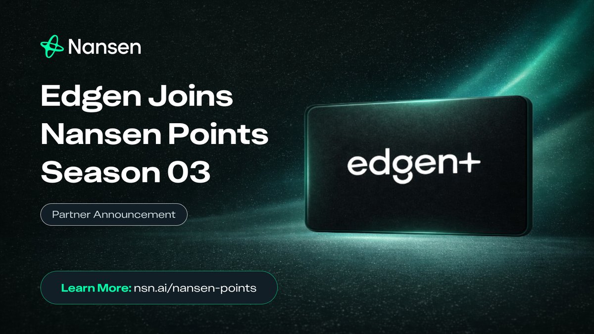 genuine question ledgens:
how many of you are already stacking <a href="/nansen_ai/">Nansen 🧭</a> Points?

we just partnered with them for S3: if you're holding, you unlock 1-month Edgen Pro, Expert, or Aura perks!

portfolio-aware alpha, market signals, the whole stack

drop a 🖐️ if you're claiming!