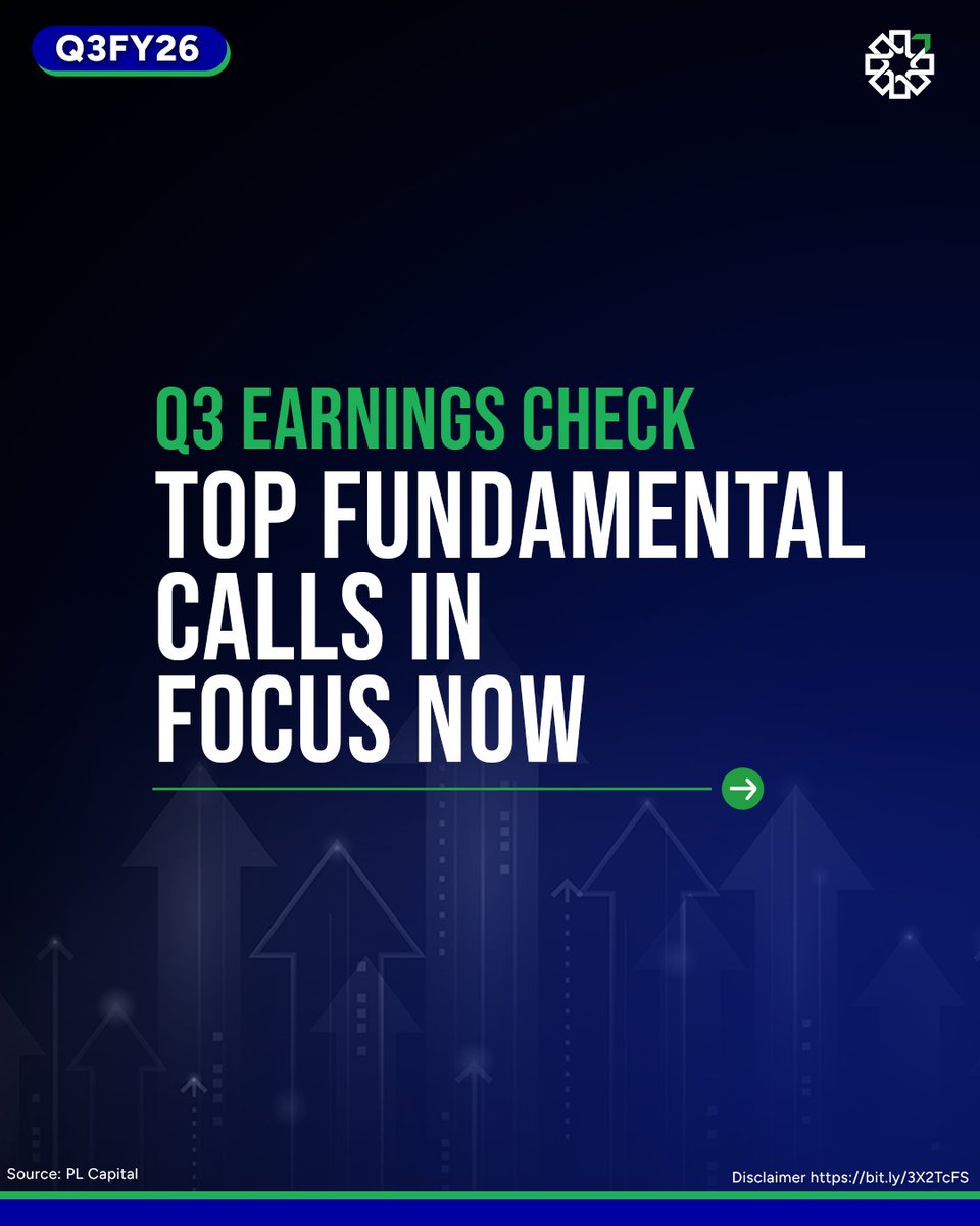 PLIndiaOnline's tweet image. 📊 Q3 Earnings Check: Top Fundamental Calls in Focus Now

We’re diving deep into the latest earnings and what stood out this quarter. 

From strong performers to cautious calls, here’s what PL Capital is watching closely.

#Q3FY26 #StockMarket #EarningsReview #PLCapital