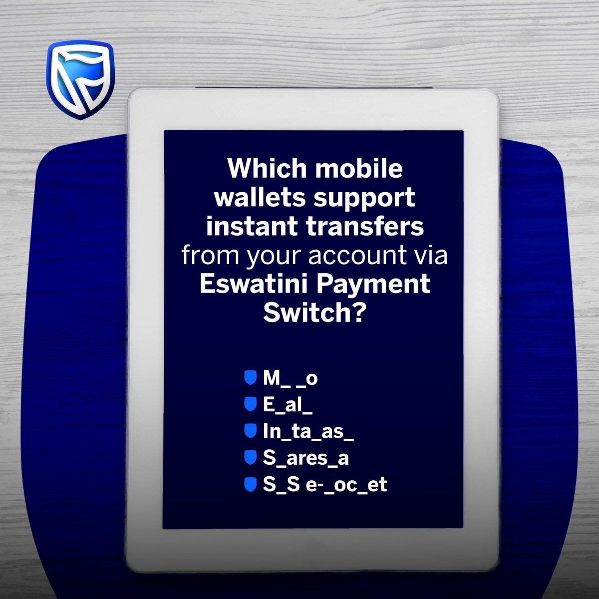 Instant transfers just got even better! 🤩 
Send money from your Standard Bank account to a wide range of mobile wallets.
Let’s see how many you can get right 💙 
#DigitalBanking #BlueLove