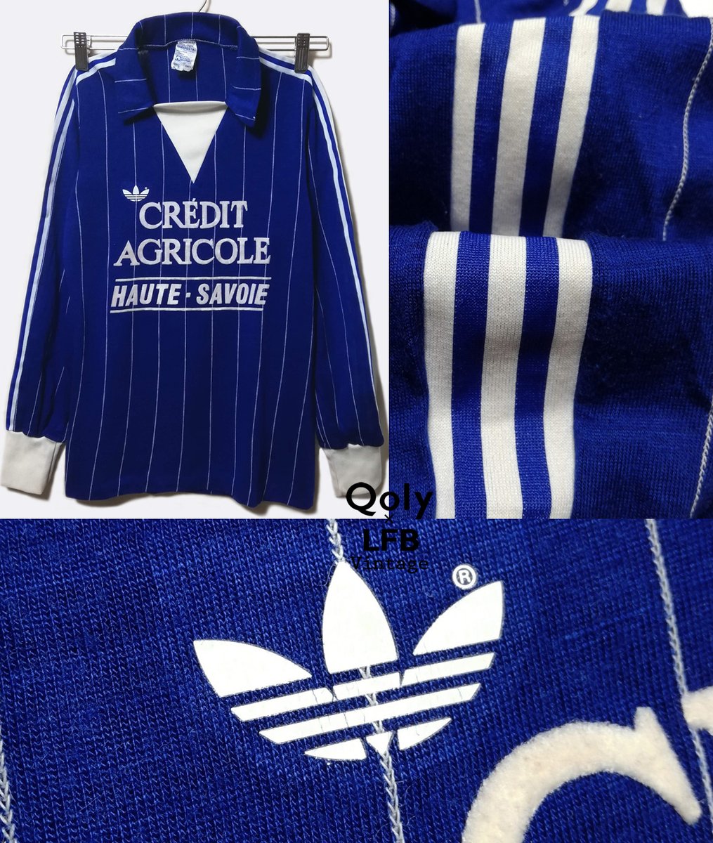 adidas サッカーシャツ 青/白 14番 80年代フランス製 80年代フランス製