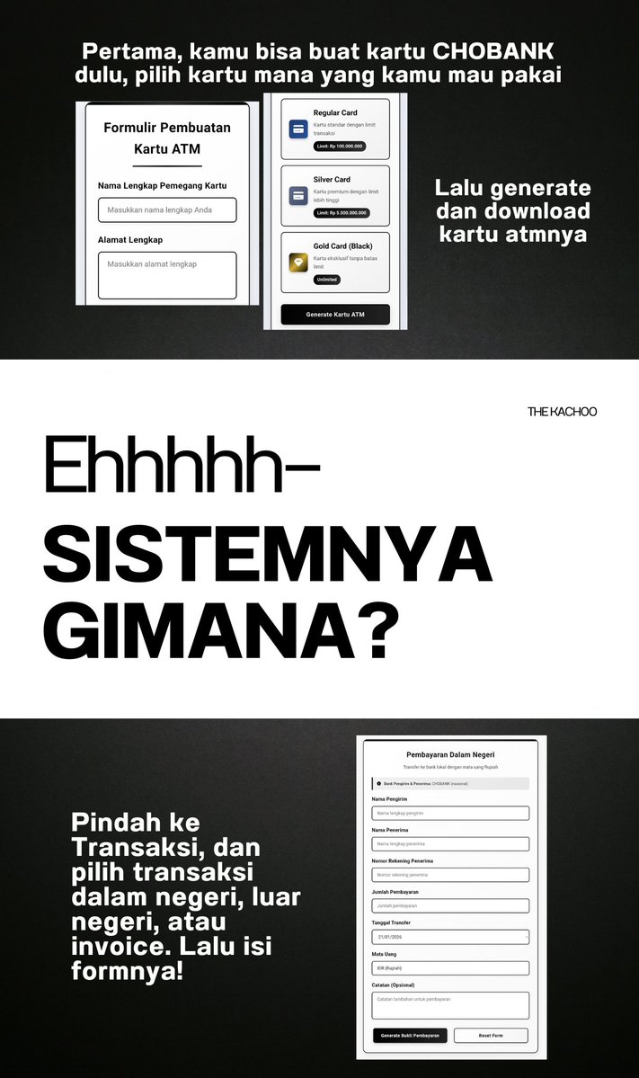 gaxlak's tweet image. [] Beropini akan sangat diapresiasi.

Halo, perkenalkan saya penulis dari Kafka, Direktur dari Kachoo (@TheKachoo).

Disini saya ingin mengajak teman-teman untuk memberikan opini kalian mengenai salah satu ide proyek dari Kachoo yang berencana membuat sebuah fitur Bank Digital…