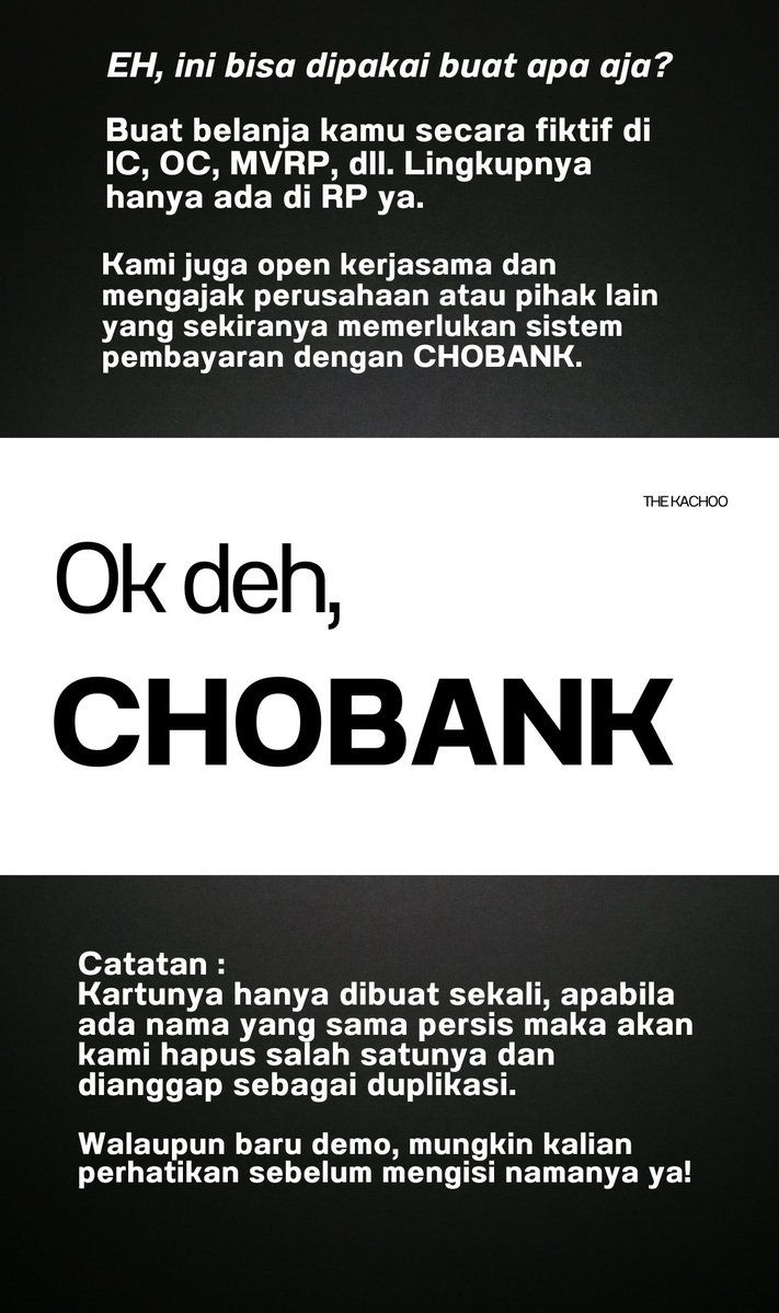 gaxlak's tweet image. [] Beropini akan sangat diapresiasi.

Halo, perkenalkan saya penulis dari Kafka, Direktur dari Kachoo (@TheKachoo).

Disini saya ingin mengajak teman-teman untuk memberikan opini kalian mengenai salah satu ide proyek dari Kachoo yang berencana membuat sebuah fitur Bank Digital…