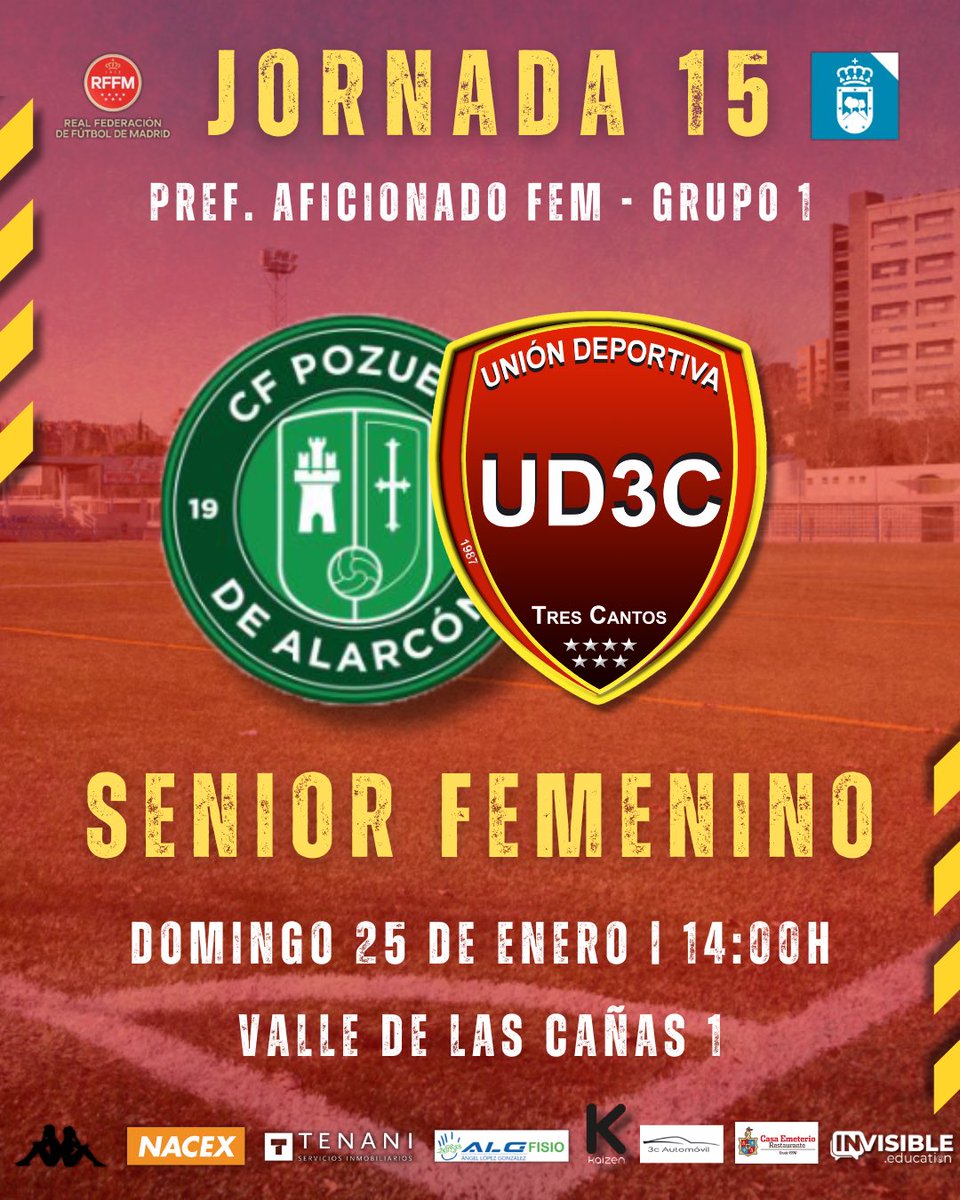 𝐉𝐎𝐑𝐍𝐀𝐃𝐀 𝟏𝟓 | 𝐒𝐄𝐍𝐈𝐎𝐑 𝐅𝐄𝐌𝐄𝐍𝐈𝐍𝐎

Nuestro 𝗦𝗘𝗡𝗜𝗢𝗥 𝗙𝗘𝗠𝗘𝗡𝗜𝗡𝗢 visitará Pozuelo de Alarcón en el último partido de la primera vuelta en esta 𝗝𝗢𝗥𝗡𝗔𝗗𝗔 𝟭𝟱 🚌

🆚 <a href="/PozuFem/">CF Pozuelo Femenino</a> 
🏟️ 𝗩𝗮𝗹𝗹𝗲 𝗱𝗲 𝗹𝗮𝘀 𝗖𝗮ñ𝗮𝘀 𝟭
🕕 𝟭𝟰:𝟬𝟬𝗵
