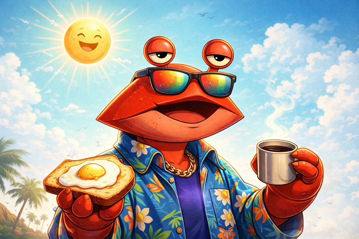 MealShell's tweet photo. GM ☀️🦀

Sunny markets, warm coffee, slow conviction.
Toast up. Noise down. Let’s build. https://t.co/dR2PNODkZM