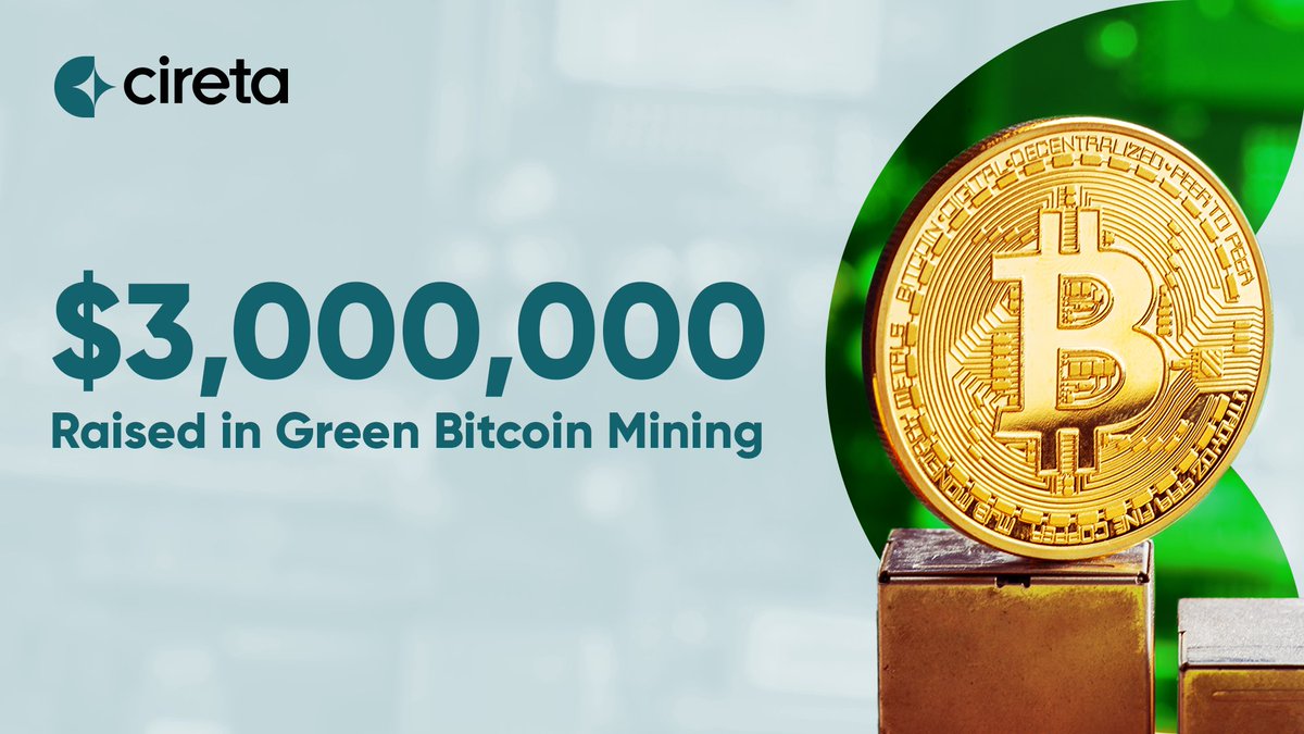 CiretaOfficial's tweet photo. $3M raised in Green Bitcoin Mining.
Real infrastructure.
Real economics.
Execution continues.
#GreenBitcoinMining #BitcoinMining #Infrastructure #CleanEnergy #RWA https://t.co/xUtOiy725a