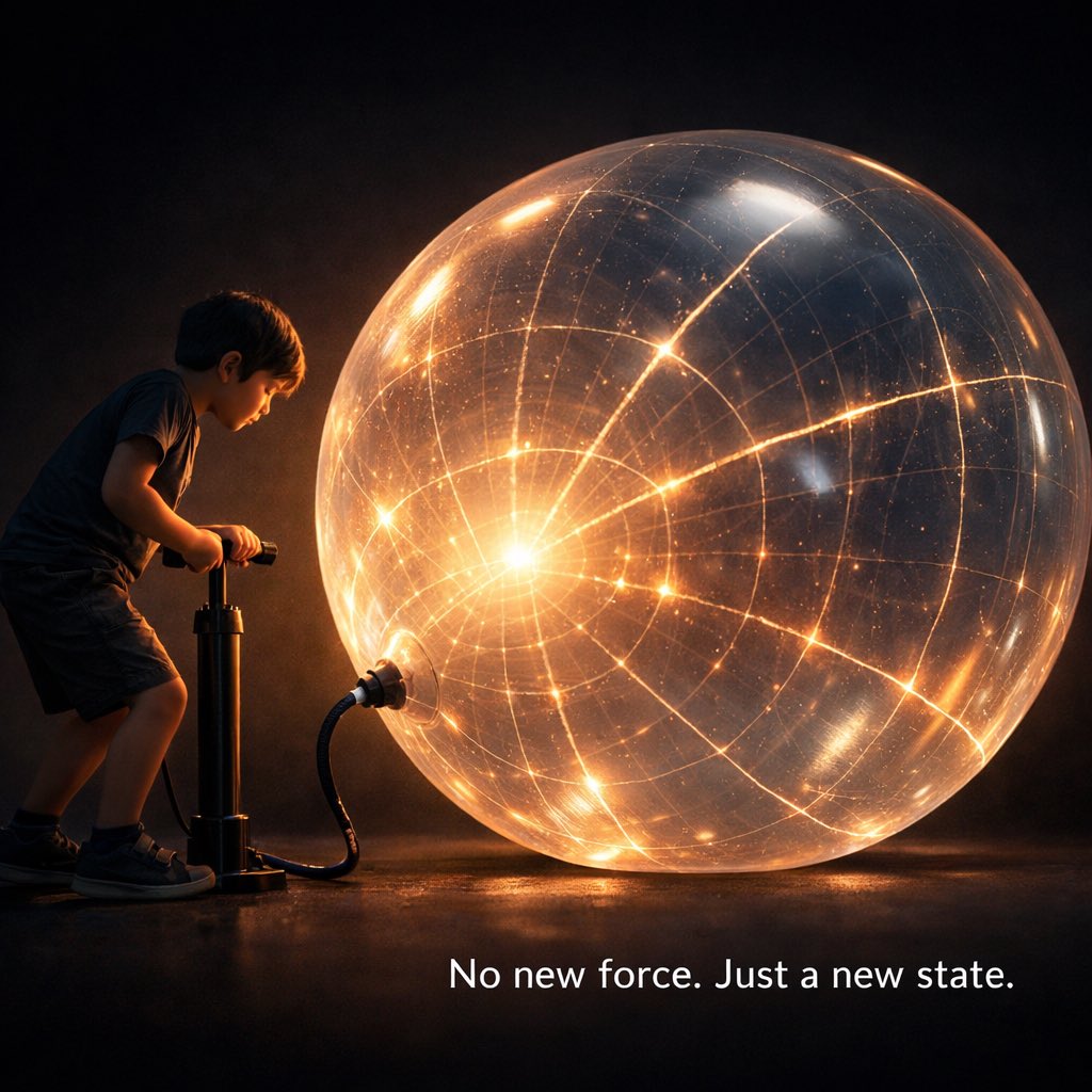 Dmitrylife's tweet photo. Why search for a “fifth force” if sufficient conditions already exist?
Gravity sets the global geometry. Electromagnetism builds local stable structures.
New physics is not always a new force — sometimes it’s the geometry of states.

#Physics #Cosmology #FundamentalPhysics https://t.co/fzmGmq086K