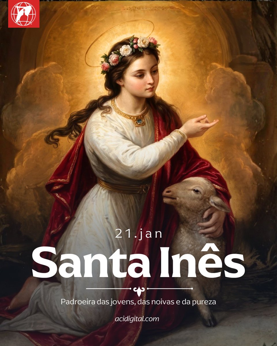 ewtnnewspt's tweet photo. Hoje (21) é celebrada a festa de santa Inês, padroeira das jovens, das noivas, das prometidas em matrimônio, da pureza e dos jardineiros. Em relação à santa, surgiu o costume dos cordeiros brancos, cuja lã se utiliza para fazer os pálios dos arcebispos.

 Seu nome em latim é “Agnes”, associado a “agnus”, que significa cordeiro. Segundo a história mais conhecida, santa Inês era uma jovem formosa, rica e pretendida por muitos nobres romanos. Não aceitou nenhum, expondo que já estava comprometida com Cristo. Então, acusaram-na de ser cristã.

Foi levada a um prostíbulo, mas anjos e sinais celestes a protegeram. Então, puseram-na em uma fogueira que não a queimou. Finalmente, foi decapitada no ano 304.

Constantina, a filha do imperador Constantino, edificou uma basílica dedicada a ela na Via Nomentana e sua festa começou a ser celebrada em meados do século IV.

No tratado de santo Ambrósio sobre as virgens, lê-se que por tradição sabe-se que santa Inês morreu aos doze anos. Antes de seu martírio, manteve-se “inalterável ao ser arrastada por pesadas e estridente correntes”.

“Não tinha ainda idade para ser condenada, mas estava já madura para a vitória… Assim, foi capaz de dar fé das coisas de Deus uma menina que era incapaz legalmente de dar fé das coisas humanas, porque o Autor da natureza pode fazer que sejam superadas as leis naturais”, disse santo Ambrósio.

Diz-se que o carrasco fez o possível para assustá-la e atrai-la com adulações porque muitos desejaram se casar com ela, mas Santa Inês respondeu: “Seria uma injúria para meu Esposo esperar a ver se eu gosto de outro; Ele me escolheu primeiro, Ele me terá. O que esperas, verdugo, para lançar o golpe? Pereça o corpo que pode ser amado com uns olhos aos quais não quero”.

A santa rezou e dobrou a nuca ante o verdugo que tremia a mão direita para dar o golpe, mas ela permanecia serena. “Em uma só vítima teve lugar um duplo martírio: o da castidade e o da fé. Permaneceu virgem e obteve a glória do martírio”, concluiu santo Ambrósio.

📌 Siga @acidigital para mais conteúdo católico.