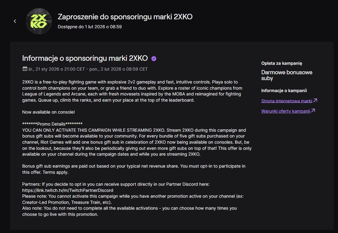 To niezły sponsoring na Tłiczu XD streamuj nową gierkę RIOTu, a jak ludzie dadzą 5 subów to RIOT da Ci dodatkowo 1 :D 
Jak chcecie realnie na streamowaniu czegokolwiek zarabiać to polecam <a href="/inStreamly/">inStreamly</a>