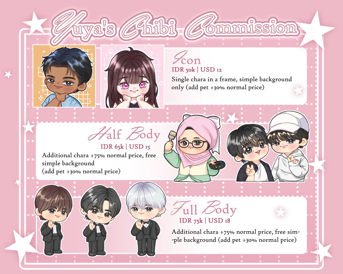 karya_yuya's tweet image. (❤️&amp;amp;🔁 highly appreciated!)

YUYA's URGENT COMMISSION OPEN!
I'm opening an urgent chibi commission for my college tuition, there are 5 slots available. If you're interested or hv something to ask pls DM here or on IG @.karya.yuya thank you!💗

#commissionopen #zonauang #zonajajan