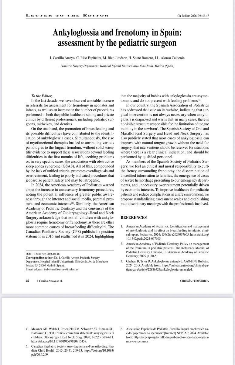 CirPediatrForal's tweet image. Una llamada de atención sobre la actual desmesura interesada en la atención a la anquiloglosia, apoyada en desinformación y a veces, con graves consecuencias para el neonato/lactante. 
api.index-360.com/static/article…
⁦@SECIPE⁩ ⁦@salud_na⁩