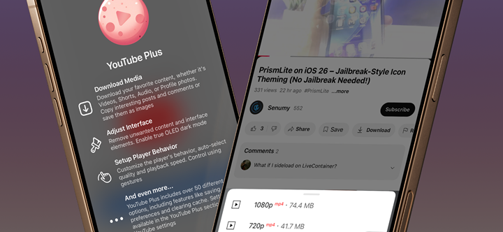 senumy_ipa's tweet photo. 🚀 YouTube v21.03.2 is out!
Ad-free, PiP, 120Hz, video downloads &amp; more on iOS 16+

📥 Install guide: https://t.co/VZuCHehe1m

#YouTubePlus #iOSMods https://t.co/IIIzv4v4Gg