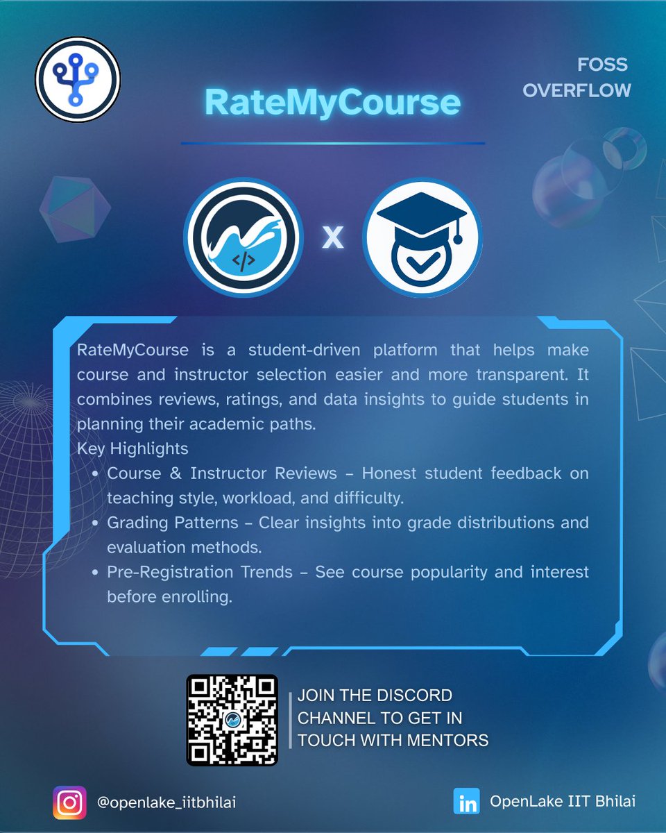 OpenLakeClub's tweet photo. ⭐ RateMyCourse
A student-driven course review platform.
See feedback, grading trends, and difficulty insights before enrolling.
#EdTech #OpenSource https://t.co/OLGzPu2Hbe