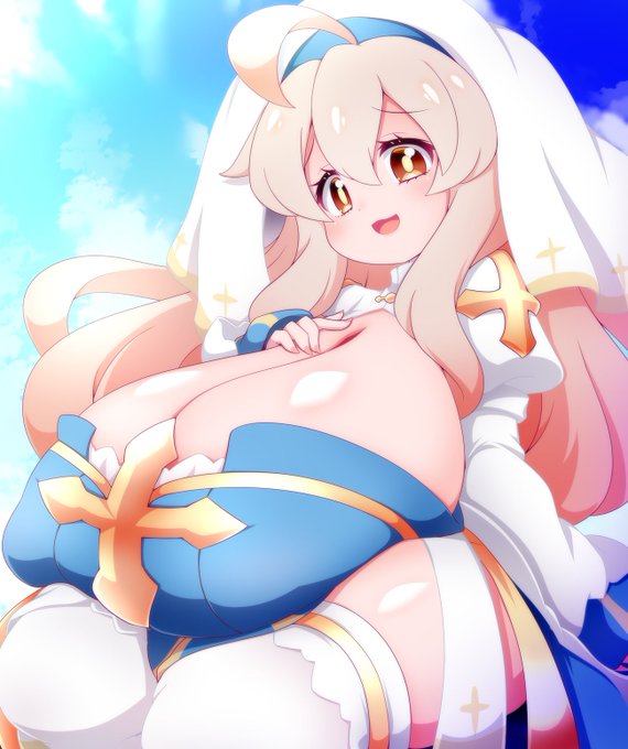 skeb依頼絵納品!むちむちでっかい聖女風コスプレのまひろおにいちゃん描かせていただきました! ご依頼いただきありがとうございました!! #おにまいお絵描き