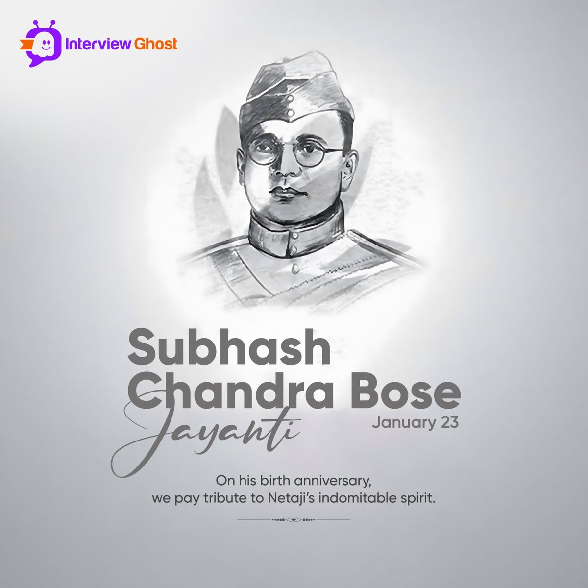 interviewghost's tweet photo. Netaji’s courage and unwavering commitment to India’s freedom inspire generations. Today, we honor his vision and dedication.

#IG #InterviewGhost #NetajiJayanti #SubhashChandraBose #FreedomFighter #Patriotism #Leadership #Inspiration #Bravery #IndianHistory #NationalHero https://t.co/lcJRX3l8xL