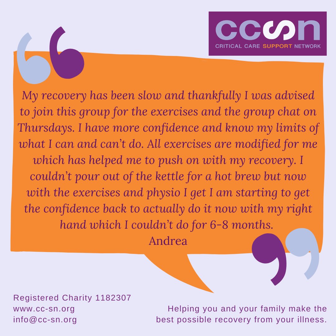We can help your recovery in many ways
Our rehab classes help your physical recovery whilst drop-ins  &amp; social events aswell as our Mental Wellness programme aid your mental recovery
Visit our website cc-sn.org to find out more about what we can offer
#ICURecovery