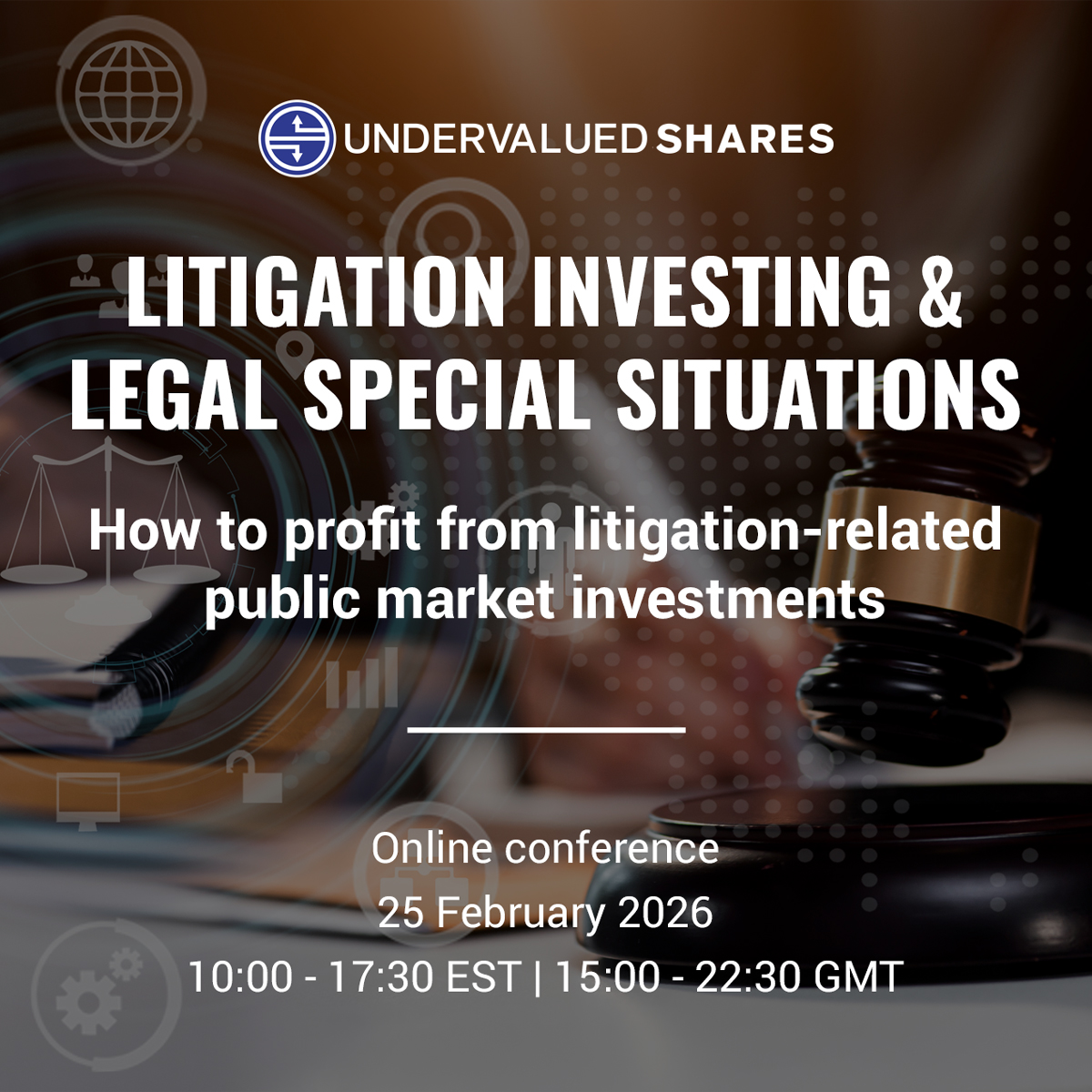 uv_shares's tweet photo. How to profit from litigation-related public market investments

10x. 50x. Occasionally even 100x.

These are the kinds of outcomes litigation-driven investments and legal special situations have produced – yet most investors don't know this niche exists.

Are you one of them?

Join us at Litigation Investing & Legal Special Situations, an online conference on 25 February 2026, to learn how to identify these asymmetric opportunities.

All details here 👇

https://t.co/EnXyXpFVHE