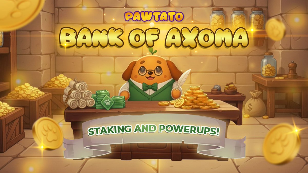 𝗧𝗵𝗲 𝗕𝗮𝗻𝗸 𝗼𝗳 𝗔𝘅𝗼𝗺𝗮 𝗼𝗽𝗲𝗻𝘀 𝗶𝘁𝘀 𝗱𝗼𝗼𝗿𝘀! 🏦 

The Clerk of the Bank of Axoma is welcoming customers following a major upgrade, introducing 𝙋𝙤𝙬𝙚𝙧𝙪𝙥𝙨 for Pawtato Land and 𝙨𝙢𝙖𝙧𝙩𝙚𝙧 𝙣𝙤𝙩𝙞𝙛𝙞𝙘𝙖𝙩𝙞𝙤𝙣𝙨 directly into the game interface! 🎮