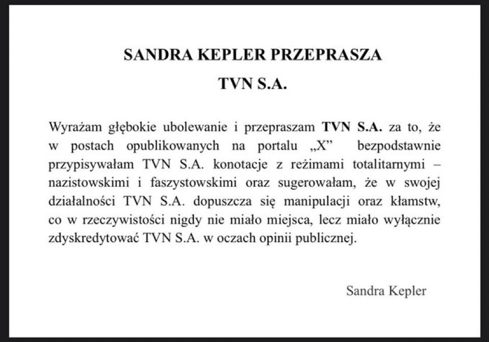 Pani Sandra członkini PiS przeprasza TVN🤓 za to że jak każdy rasowy pisior kłamie i manipuluje faktami 👇