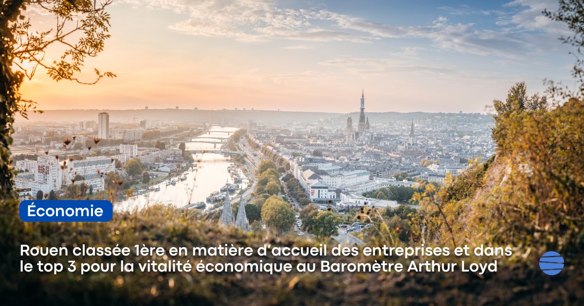🔵[Rouen classée 1ère en matière d’accueil des entreprises et dans le top 3 pour la vitalité économique au Baromètre Arthur Loyd] 📊

Le Baromètre Arthur Loyd est une étude annuelle qui décrypte l’attractivité et la résilience des territoires.

1/6⬇️