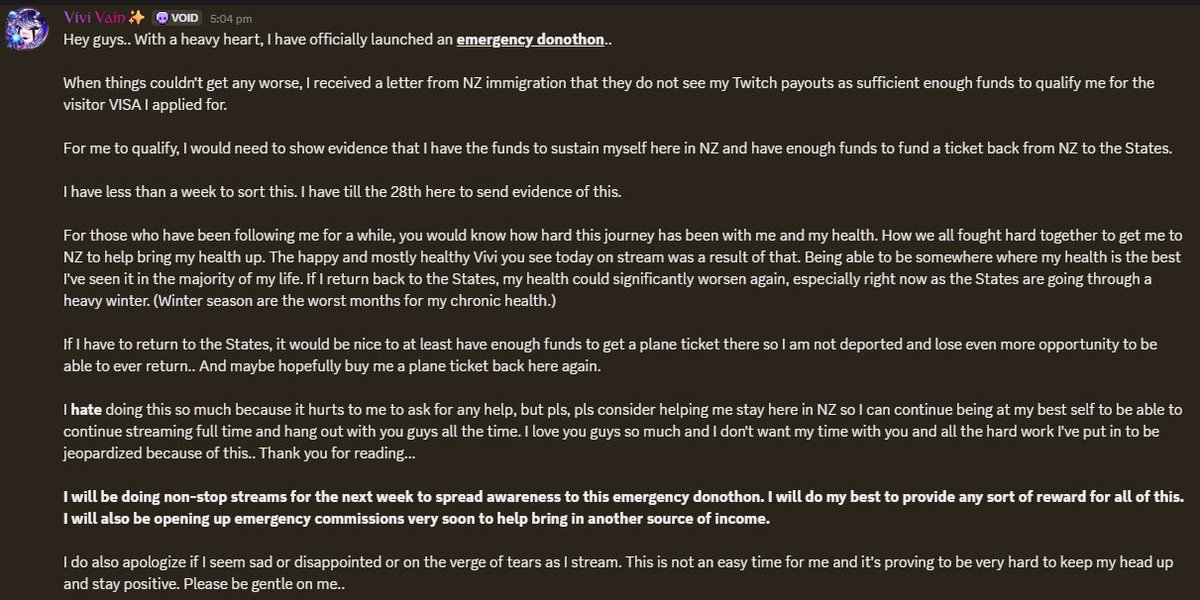 Hey everyone.. With a heavy heart, I have now launched an emergency donothon..

When things couldn't get any worse, I received a letter from NZ immigration that they do not see my Twitch payouts as sufficient enough funds to qualify me for the visitor VISA I applied for.

For me