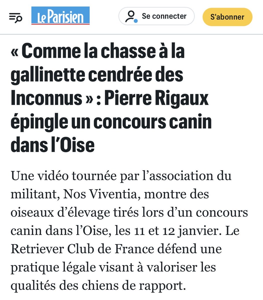 RigauxNature's tweet image. « Ce n’est pas inhumain, car on ne tue pas des humains » se défend l’avocat du Retriever Club de France suite à nos images montrant que ce club organise l’abattage de dizaines de perdrix et faisans pour un concours canin 👇

leparisien.fr/oise-60/comme-…
