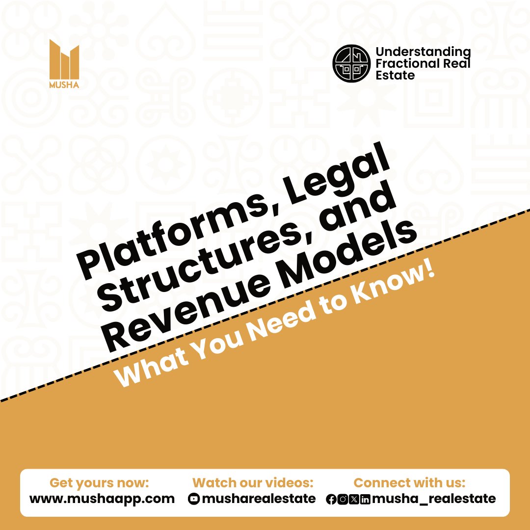 musharealestate's tweet photo. Understanding fractional real estate is important before you invest.
From platforms to legal structures and revenue models, knowing the basics helps you make smarter property decisions.

Learn more and get started on https://t.co/E8AEpExRey https://t.co/anbOxAsfU0