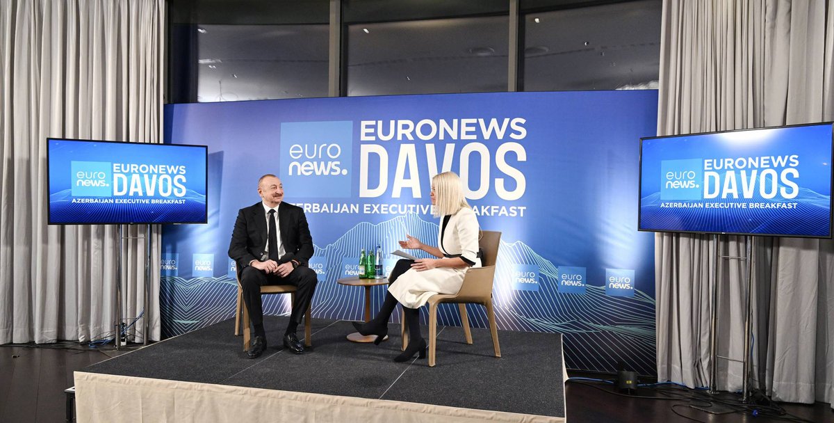 AzEmbRomania's tweet image. On January 20, President of the Republic of Azerbaijan Ilham Aliyev gave an interview to Euronews TV in Davos.

president.az/en/articles/vi…
