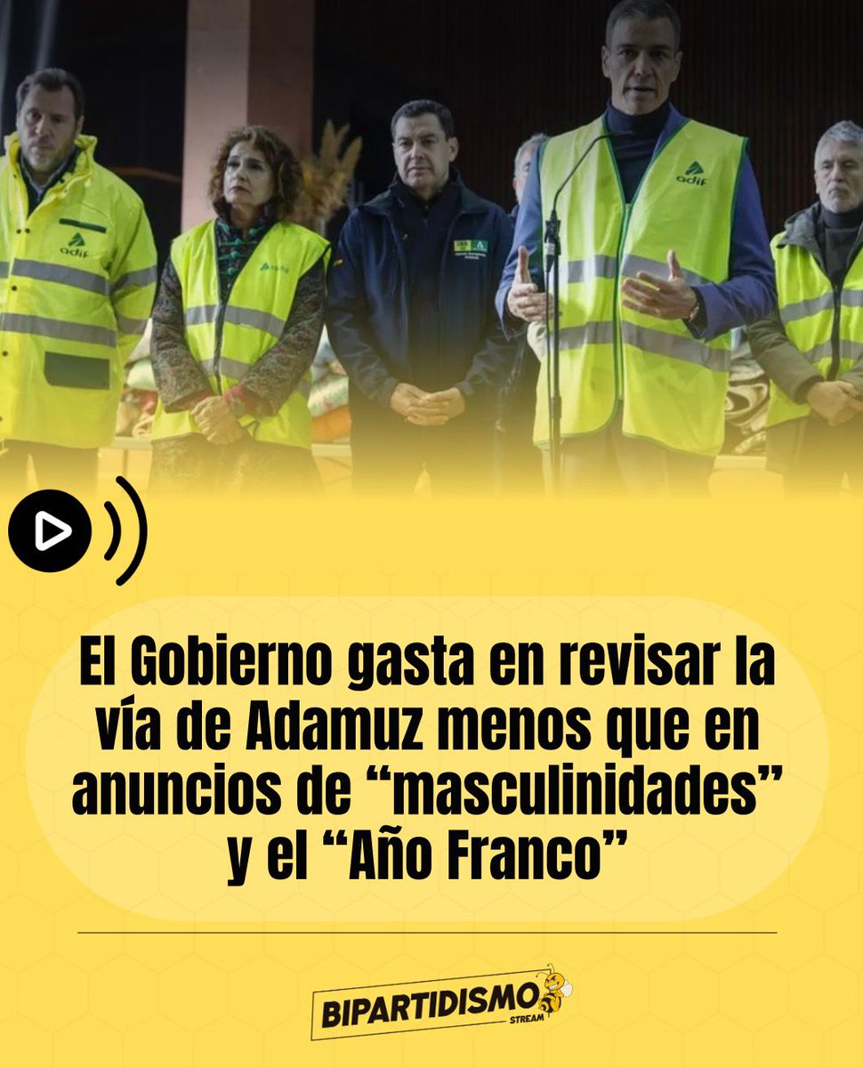 🔴 El Gobierno gasta en revisar la vía de Adamuz menos que en anuncios de “masculinidades” y el “Año Franco”.