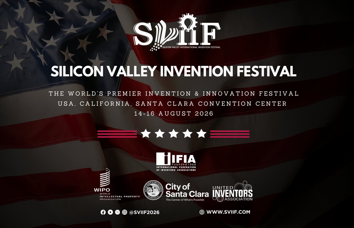 SVIIF 2026 is coming to Silicon Valley!
📍 Santa Clara Convention Center  
🗓 14–16 August 2026  
Registration is now open:
👉 sviif.com
<a href="/uiausa/">UnitedInventorsAssoc</a> 
#SVIIF2026 #Innovation #Invention
