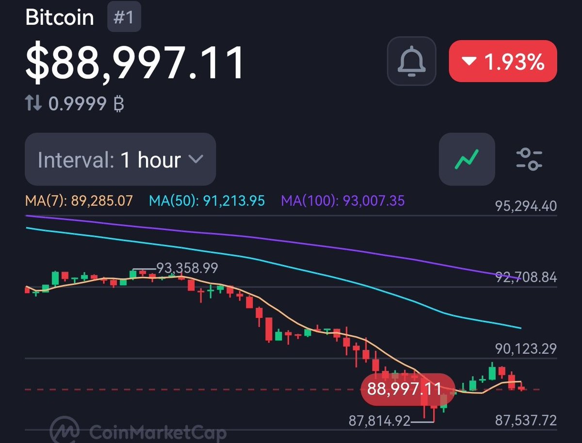 📊 JUST IN : Bitcoin hits $89,000 #BTC #Crypto #BitcoinNews #BearMarket