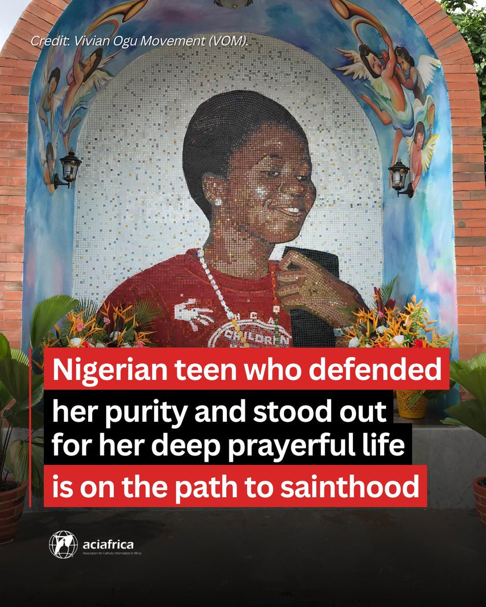 FrUgochukwu's tweet photo. LIFE STORY OF THE SERVANT OF GOD, VIVIAN UCHECHI OGU (1995 - 2009)

Vivian Uchechi Ogu was a 14-year-old girl who lived an exemplary holy life through her missionary works and died a heroic death by opting to be killed rather than being sexually defiled.

BIOLOGICAL BACKGROUND
Vivian was born in Benin City on the 1st of April, 1995 to the catholic family of Mr. and Mrs Peter Ogu of Enyiogugu of Aboh-Mbaise Local government area of Imo State, Nigeria. She was the second out of four children.

CHILDHOOD
Vivian attended Air Force Nursery and Primary School where she distinguished herself as the most intelligent pupil in her class. She was a parishioner of St. Paul Catholic Church Airport Road Benin City. She was a member of the Catholic Charismatic Renewal, the choir mistress of the children's choir, and the president of the Holy Childhood Association in the parish, where she made a remarkable impact both at the parish and Archdiocesan level.

She was always found instructing and guiding other kids on the necessary of maintaining their purity and defending their virginity, even if it meant giving their lives.

WORKS
The Servant of God, Vivian Ogu Engagements in Pastoral activities at the age of Nine.

Vivian began to publicly demonstrate her zeal and courage in speaking to other children on the dignity of purity and virginity.
She had a self-determined goal to live an exemplary Christian Life, with which she inspired other young people to greater spirituality and love for humanity.

When the Holy Childhood Association (HCA) wad inaugurated in the parish of St. Paul in 2006, Vivian was unanimously elected as the first president.

As the president of the holy childhood association, at the age of nine years, she mobilized funds to pay the bill of many poor children in the Central hospital, Benin City. She organized several visits to orphanage homes where she touched the lives of so many poor orphans.
The Servant of God Vivian was quite young but very committed both at Church and School.
She joined the Sunday school community and later the choir.
Through her inspiration, the Parish council approved the children's choir which grew from about twenty children to nearly sixty children at the time of her death.
This choir frequently won first place in the various musical competitions organized by the Holy Childhood Association, from 2007 right up to the most recent ones.

She almost always took part in special events organized by the Church, such as the yearly Children's day celebration, the Annual children mission day, the Christmas carol service as well as the end-of-year Thanksgiving.
In addition she took part in almost all the activities in the parish community where the children are given the responsibility of organizing liturgical activities for the day, she will take either  the reading or prayer of the faithful.
As a renowned preacher, she inspired and mentored so many children and even youths, especially in her parish and her School in following the path of holiness and defending the dignity of virginity, following the footsteps of *St. Maria Goretti, her favourite saint,* of who she always teach other children about.
At the age of thirteen, she already embarked on the development of her commentary on the Gospel of Matthew. She had reached the 16th chapter of that Gospel before her death.
Vivian played a prominent role in the yearly Teen Camp meetings which began in 2007 where they encouraged young people's active participation in the Sunday Eucharist and further catechesis on the liturgy.

She was in Senior Secondary II in Greater Tomorrow Secondary School and the assistant prayer leader in her school before her death.