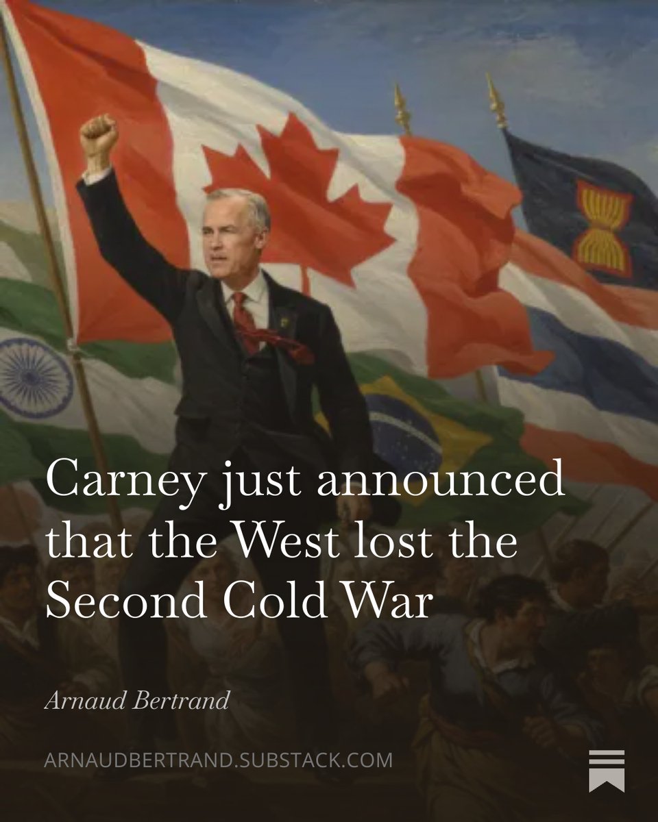 RnaudBertrand's tweet image. Who could have expected Mark Carney, a liberal establishment figure if there ever was one, to be the flag-bearer for the end of the US-led order? And from a podium at Davos, of all places?

The more you think about it, though, the more it makes sense. 

Carney is, at heart, a…