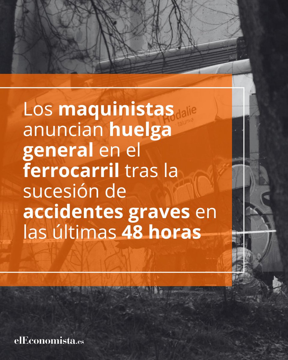 elEconomistaes's tweet image. 🚆 El sindicato de maquinistas, @_SEMAF_, convoca una huelga general en el ferrocarril 

⚠️ El sindicato denuncia el deterioro de las infraestructuras, exige garantías antes de reanudar servicios 

Lee esta información: eleconomista.es/transportes-tu…