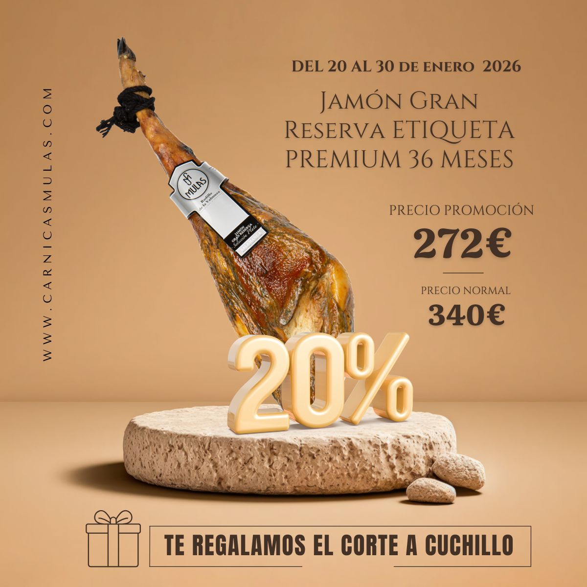 Delicatessenred's tweet image. Empieza el año #ahorrando sin renunciar al mejor #sabor 🤤. Déjate tentar por un #Jamón Gran Reserva Etiqueta Premium -36 meses- de @Carnicasmulas con un 20% de #descuento 🙌. ¡Incluye corte a cuchillo GRATIS! 🎁🔪 acortar.link/MSTWYz