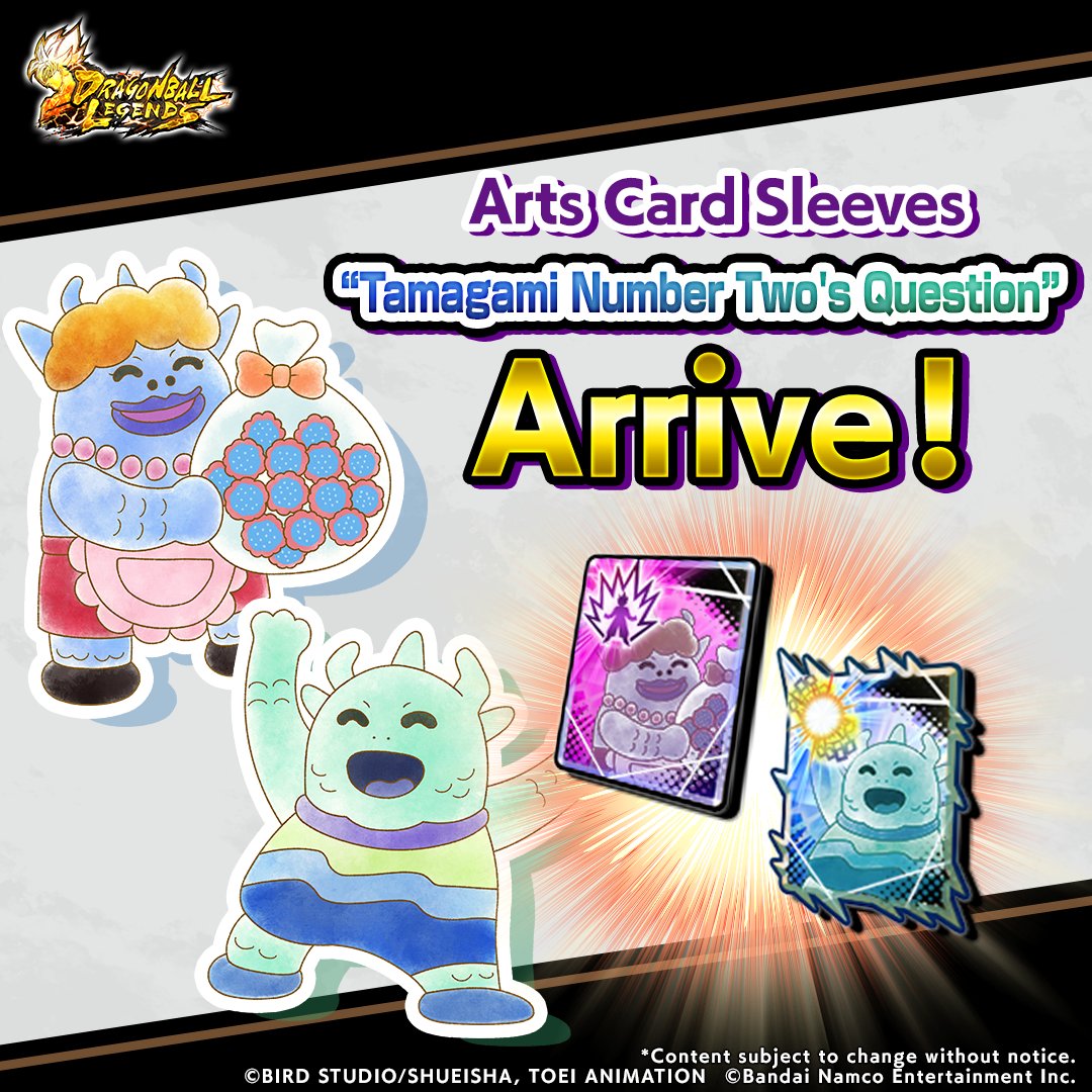 New Arts Card Sleeve Info New "Tamagami Number Two's Question" Arts Card Sleeves have arrived! Get them by clearing "Full Power Battle: Proving Grounds -FESTIVAL-"! #DBLegends #DragonBall New Arts Card Sleeve Info New "Tamagami Number Two's Question" Arts Card Sleeves have arrived! Get them by clearing "Full Power Battle: Proving Grounds -FESTIVAL-"! #DBLegends #DragonBall