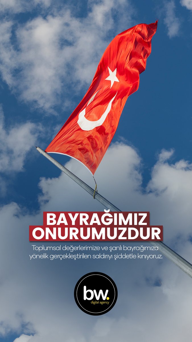 bwnettr's tweet photo. Bayrağımız onurumuzdur 🇹🇷

Toplumsal değerlerimize ve şanlı bayrağımıza yönelik gerçekleştirilen saldırıyı şiddetle kınıyoruz. https://t.co/E8yp05lw7W