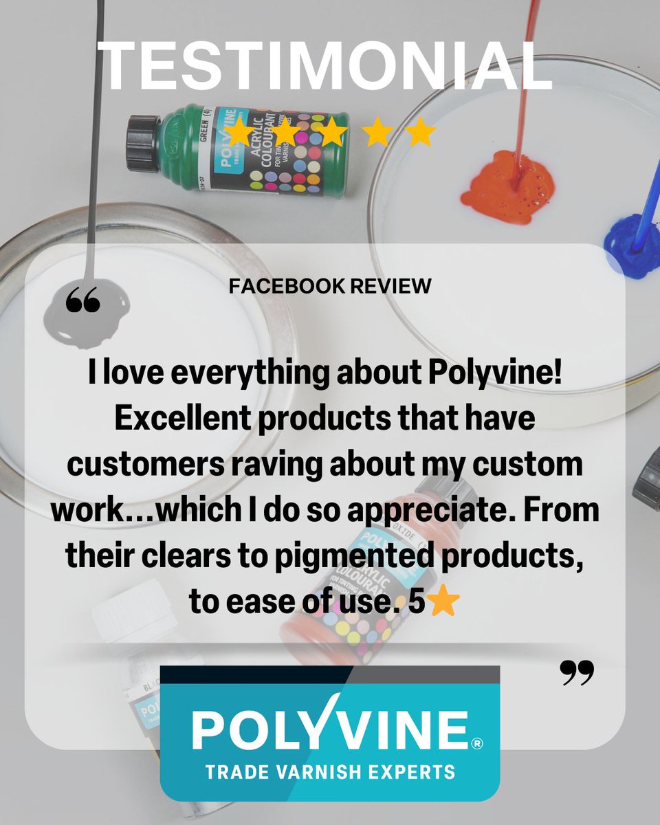 Polyvine's tweet image. 5 Star Review! ⭐⭐⭐⭐⭐

We really appreciate our customers leaving us reviews like this one.

You don't have to take our word for it...

#polyvine #polyvinevarnish #testimonial #customerreview