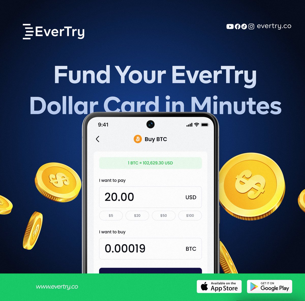 Funding your EverTry card is as easy as 1-2-3. ✓ Choose Naira or USDT ✓ Top  up your wallet ✓ Create your card instantly Start here:  https://t.co/oabF9DSoKl #EverTryHowTo #VirtualCards #FintechTools  #PayGlobally #OnlinePayments #