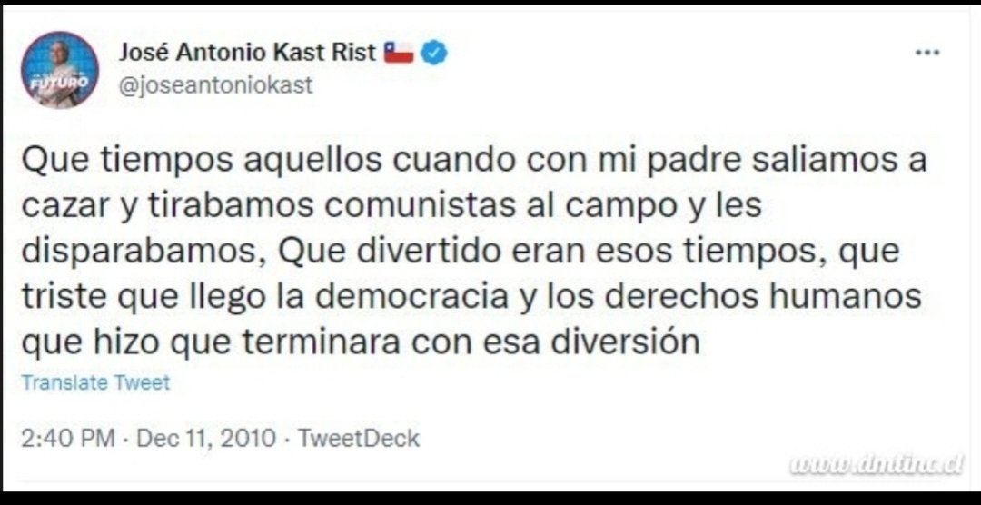 En un país de gente decente e integra "JAMÁS de los jamaces" elige presidente a un sujeto que haya escrito algo así. Pero estamos en Chile.