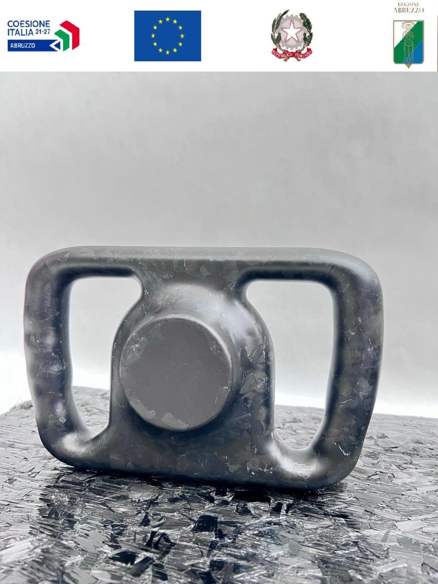 ComecInnovative's tweet photo. For #Fibercare project end, we created two Formula SAE steering wheels using two types of #recycled #carbonfiber #prepregs. 
This component was used because short-fiber prepregs attenuate #vibrations for driver comfort. 
Lower #quality #materials choice was technically justified. https://t.co/ItCxHzcwyg