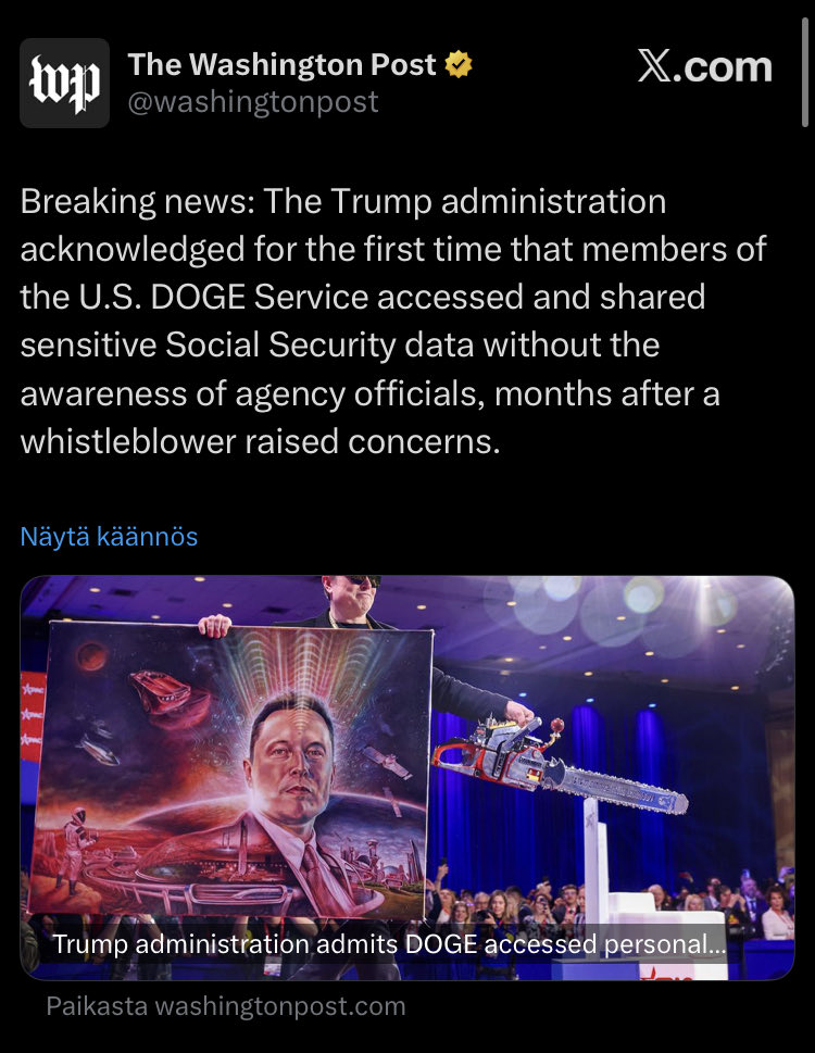 We now have proof: DOGE employees illegally misused the data they accessed. 

Many of us warned that this was inevitable. 

You cannot outsource government functions to private loyalists without corruption following. 

This is likely just the tip of the iceberg